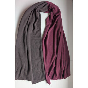 NWD White + Warren Colorblocked Cashmere Travel Wrap Sangria Brown 81'' x 36''